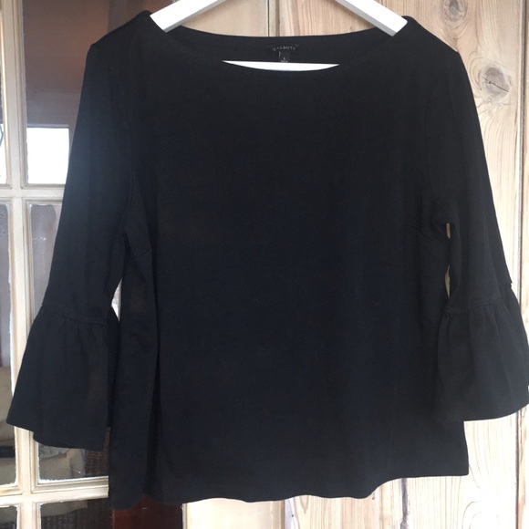 Talbots Tops - Talbots 3/4 slve with ruffle size L, 100 percent cotton great condition, black